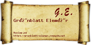 Grünblatt Elemér névjegykártya
